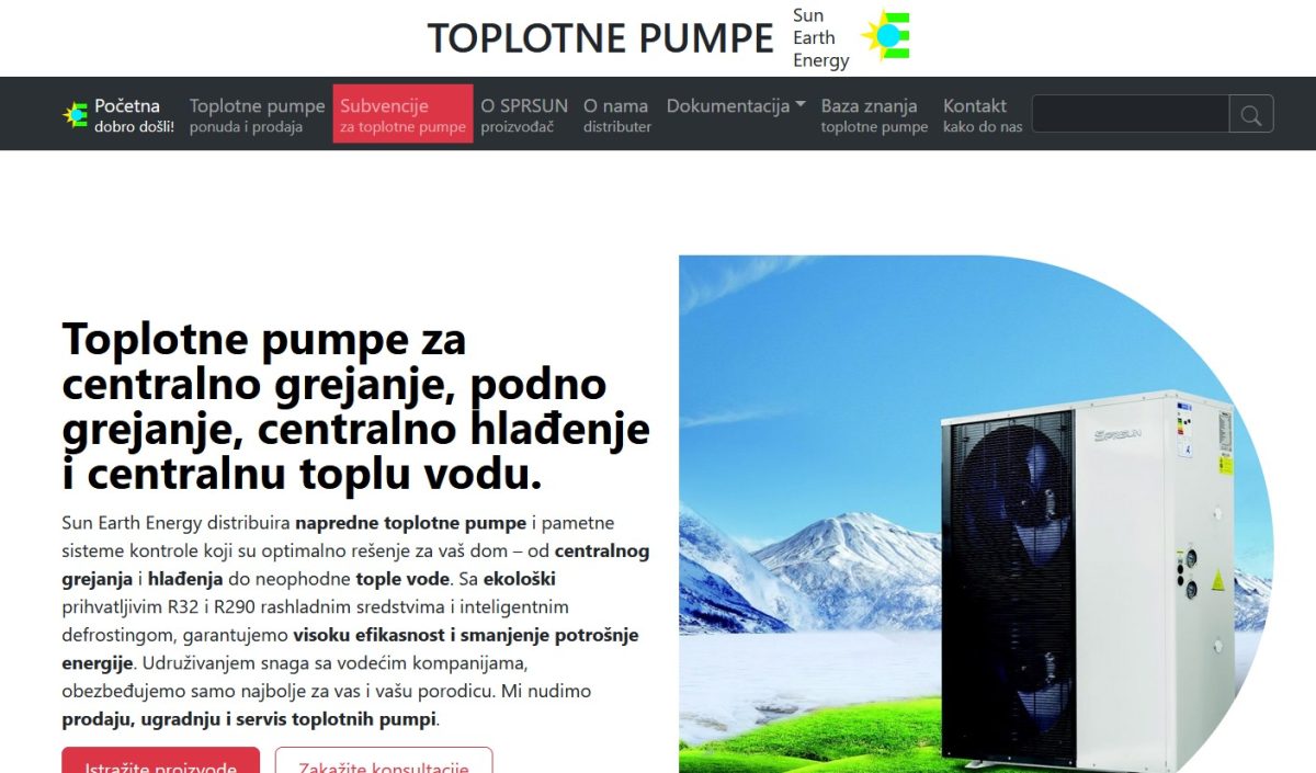 Sun Earth Energy Toplotne pumpe